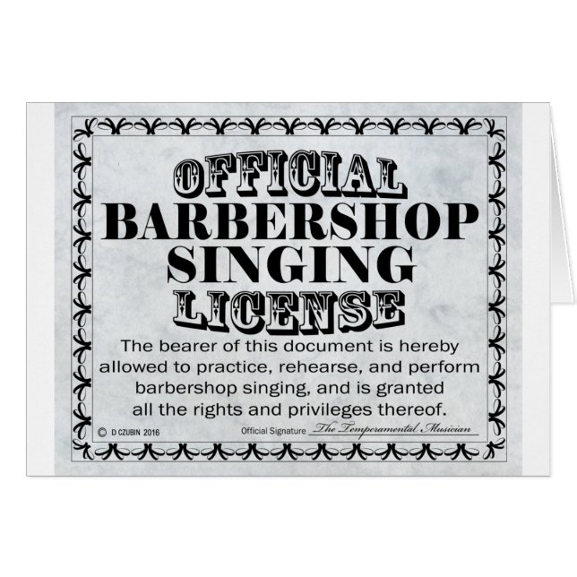 Barbershop Singlizenz (Vorderseite (Horizontal))