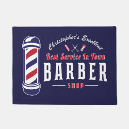 Barbershop Stylist Barber Blue Monogram Door Mat Fußmatte