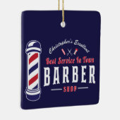 Barbershop Stylist Bester Service-Barber Monogramm Keramikornament (Rechts)