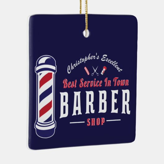Barbershop Stylist Bester Service-Barber Monogramm Keramikornament (Rechts)