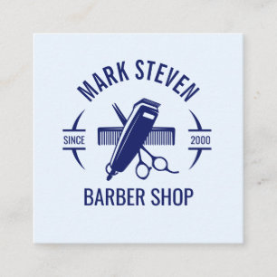 Barbershop Vintage blau Haar stylisch Quadratische Visitenkarte