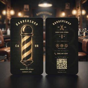 Barbershop Vintage Dark Neon Pole Logo Visitenkarte