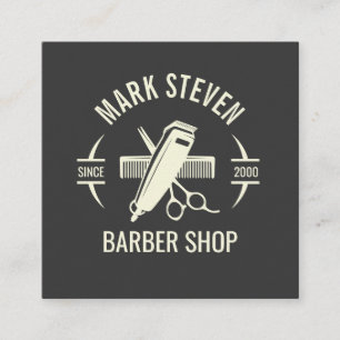 Barbershop Vintage Graue Haare stilvoll Quadratische Visitenkarte