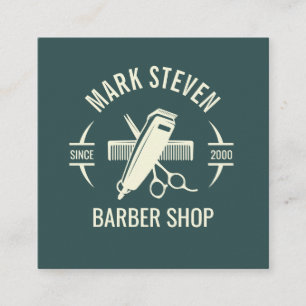 Barbershop Vintage Graue Haare stilvoll Quadratische Visitenkarte
