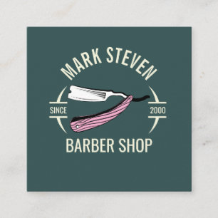 Barbershop Vintage Graue Haare stilvoll Quadratische Visitenkarte