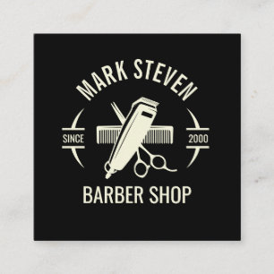 Barbershop Vintage schwarze Haare stylisch Quadratische Visitenkarte