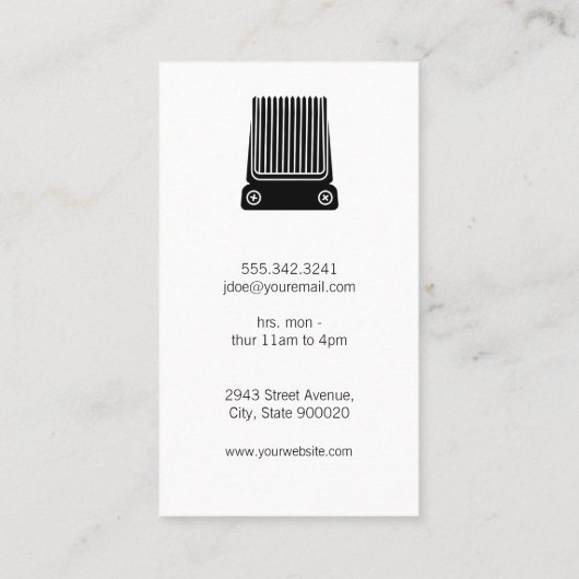 Barbershop-Vorsitzender | Schneidwerkzeuge Visitenkarte (Rückseite)