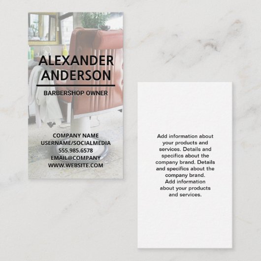 Barbershop-Vorsitzender Visitenkarte (Vorne/Hinten)