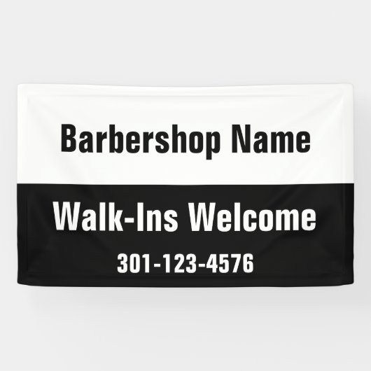 Barbershop Walk-Ins Schwarz-weiße Vorlage Banner (Horizontal)