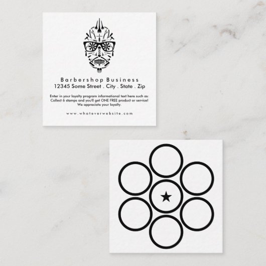 Barbershop-Zuckerschädel Treuekarte (Vorne/Hinten)