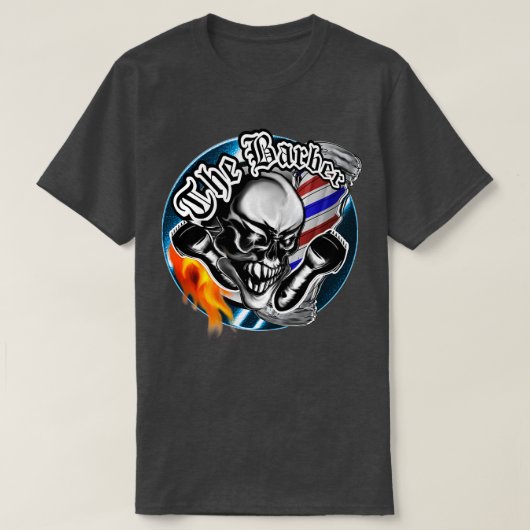 Barberskull mit flammendem Razor 1 T-Shirt (Design vorne)