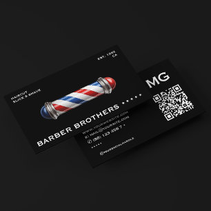 Barberstange Schwarz Rot Weiß Blau Barbershop Visitenkarte