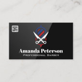 Barberstange und Scheren-Logo | QR-Code Visitenkarte (Vorderseite)