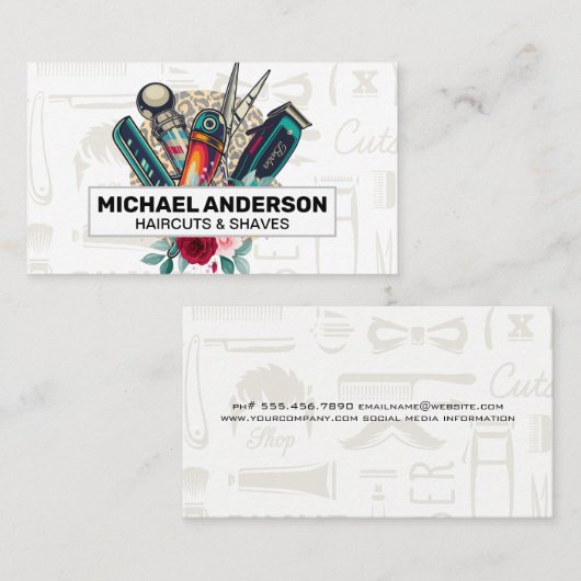 Barberwerkzeuge | Haarpflege Visitenkarte (Vorne/Hinten)