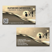 Barberwerkzeuge | QR-Code | Metall | Sparkle Gold Visitenkarte (Vorne/Hinten)