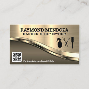 Barberwerkzeuge   QR-Code   Metallisch Visitenkarte