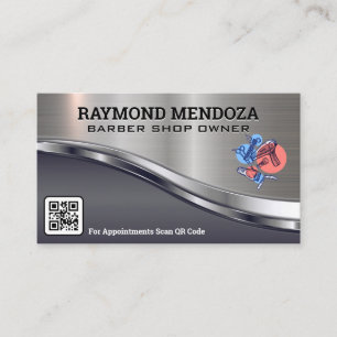 Barberwerkzeuge QR-Code Metallisch Visitenkarte