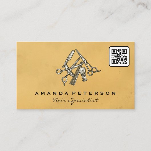 Barberwerkzeuge | Qr Code Visitenkarte (Vorderseite)