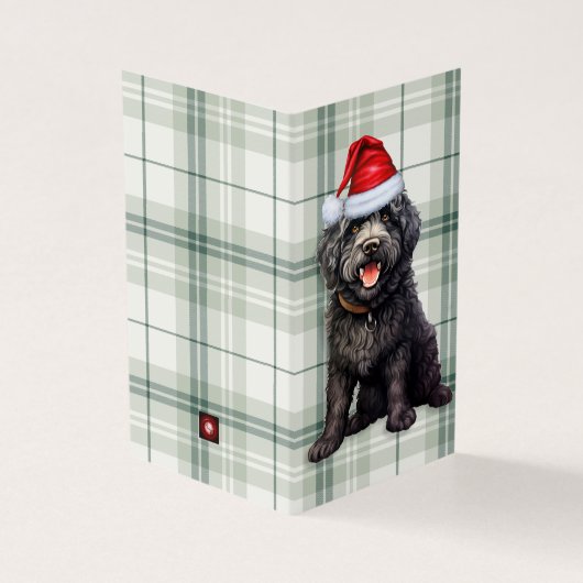 Barbet Christmas Dog Green Holiday Kariert (Vorderseite)