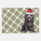 Barbet Christmas Dog Green Kariert Geschenkpapier Set (Vorderseite 2)