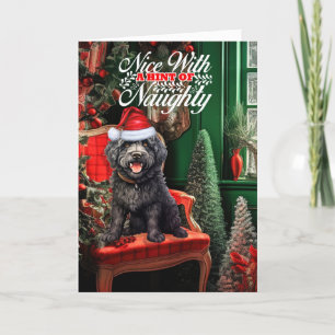 Barbet Christmas Dog Naughty oder Nice Feiertagskarte