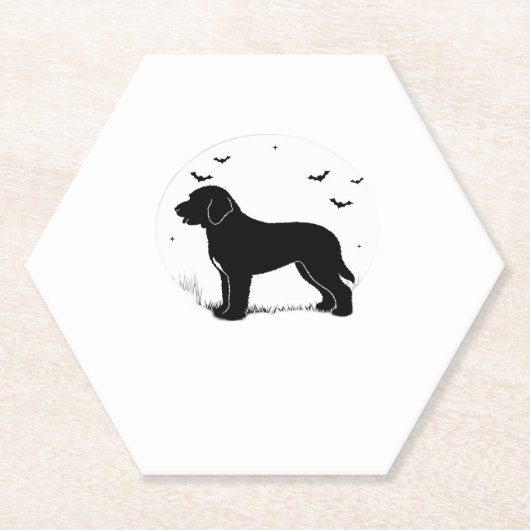 Barbet Dog � Halloween Mond Silhouette Oversified Untersetzer (Vorderseite)