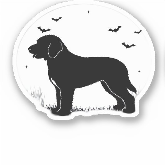 Barbet Dog - Halloween-Mond-Silhouette Oversifizie Aufkleber (Vorderseite)