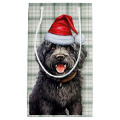Barbet Dog Holiday Green Kariert Weihnachten Kleine Geschenktüte (Vorderseite)