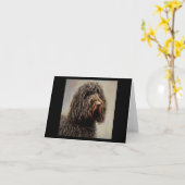 Barbet - Dog Portrait Karte (Gelbe Blume)