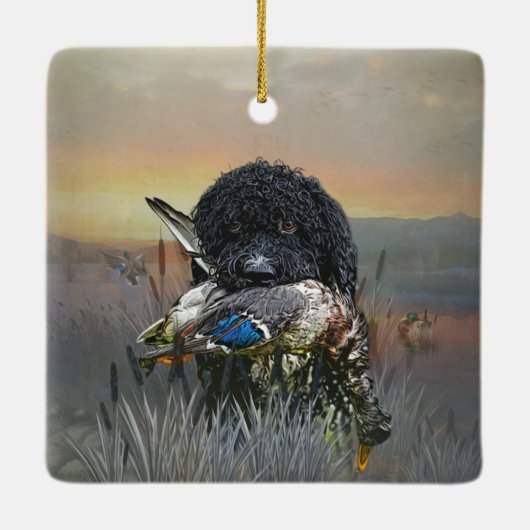 Barbet, französischer Wasserdog Keramikornament (Rückseite)