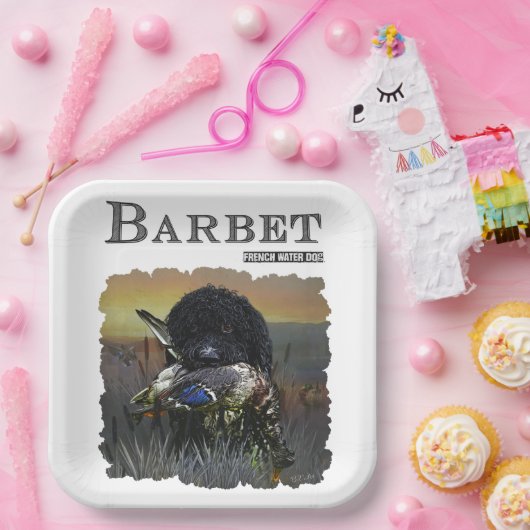Barbet, französischer Wasserdog Pappteller (Party)