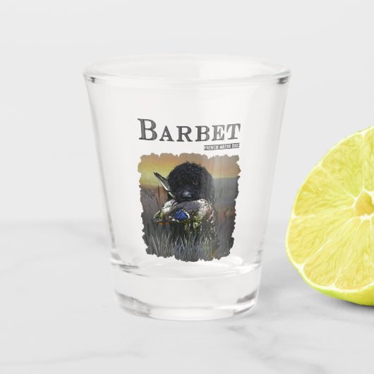 Barbet, französischer Wasserdog Schnapsglas (Vorderseite)