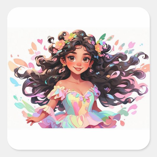 Barbie Art Quadratischer Aufkleber (Vorderseite)