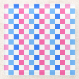 Barbie goes to the ocean checkerboard pattern glasuntersetzer