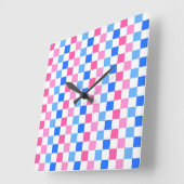 Barbie goes to the ocean checkerboard pattern quadratische wanduhr (Winkel)