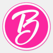 Barbiecore Calligraphy Letter Hot Pink Runder Aufkleber (Vorderseite)