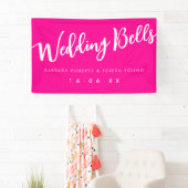 Barbiecore Hot Pink White Calligraphy Wedding Banner (Insitu)