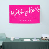 Barbiecore Hot Pink White Calligraphy Wedding Banner (Messeveranstaltung)