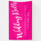 Barbiecore Hot Pink White Calligraphy Wedding Banner (Vertikal)