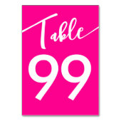 Barbiecore Hot Pink White Calligraphy Wedding Tischnummer (Rückseite)