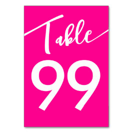 Barbiecore Hot Pink White Calligraphy Wedding Tischnummer