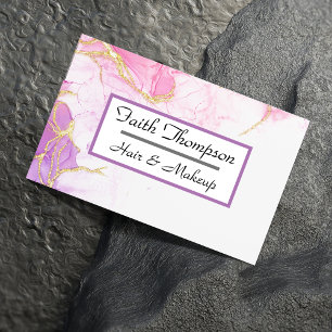 Barbiecore Rosa Gold Marmor Friseur Stylist Visitenkarte