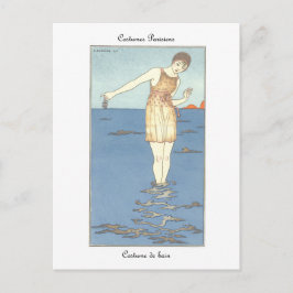 Barbier Art Deco Anzug Postkarte