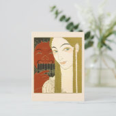 Barbier Art Deco Illustration Frauen und Teufel Postkarte (Stehend Vorderseite)