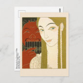 Barbier Art Deco Illustration Frauen und Teufel Postkarte (Vorne/Hinten)