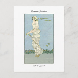 Barbier Fine Art Mode-Illustration Robe Nansouk Postkarte