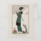 Barbier Green Anzug Französisch Vintage Mode Postkarte (Vorderseite)