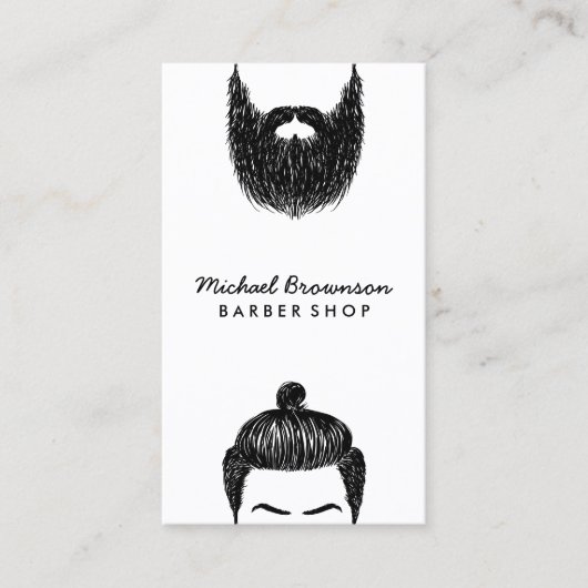 Barbier Hipster Bart Schnurrbart QR-Code Visitenkarte (Vorderseite)