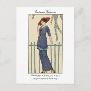 Barbier Mode-Illustration Costumes Parisiens Postkarte