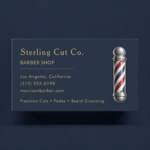 Barbier Shop Navy Blau Professionell Visitenkarte